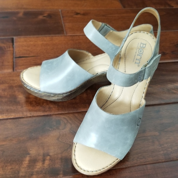 BØRN "Canna" Grey Leather Platform Sandal - Size 7 - Picture 8 of 9